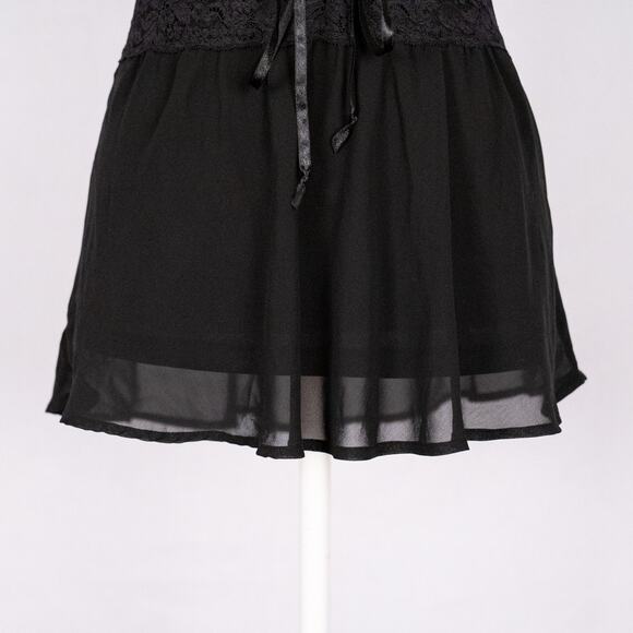 Y2K ESPRIT Black Babydoll Top Size 6 Lace Dark Fairy Whimsigoth Sheer Romantic - Picture 2 of 7